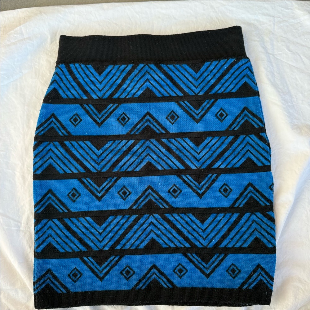 Geometric Blue and Black Women's Skirt